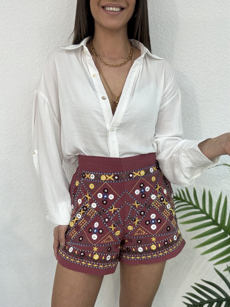 SHORT BOHO BURDEOS